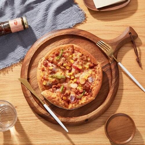 Kitchen Wooden Chopping Block Acacia Pizza Bread Fruit Hangable Wood Cutting Board Nonslip Household Kitchen Accessories Round
