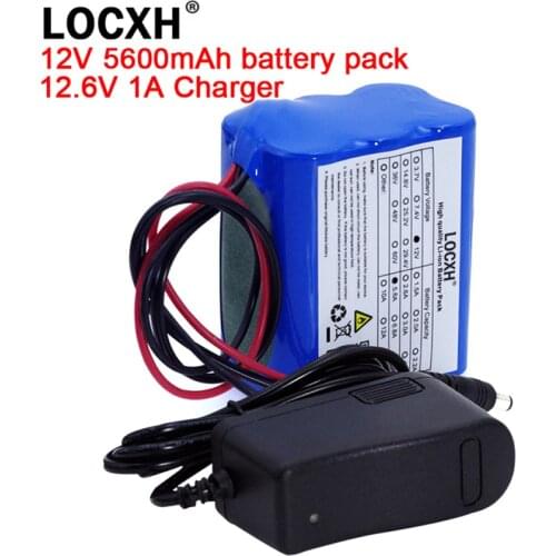 12V 4400mAh 5600mAh Rechargeable 18650 5.6Ah Li-ion Batteries with BMS Lithium Battery Pack Protection Board +12.6v 1A Charger