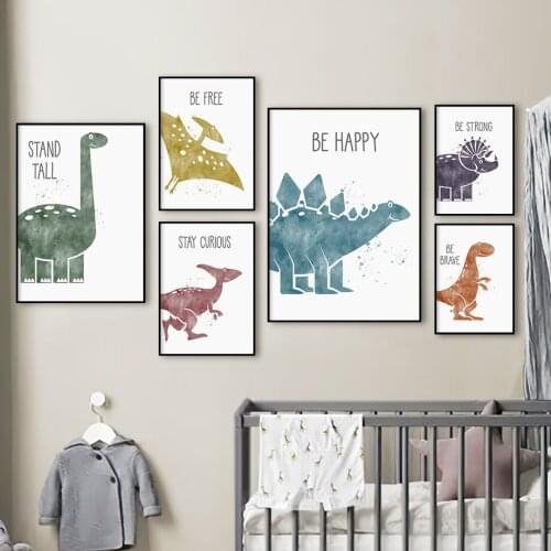 Cute Jungle Animals Dinosaur Quotes Nordic Posters And Prints Wall Art Canvas Painting Nursery Wall Pictures For Kids Room Decor