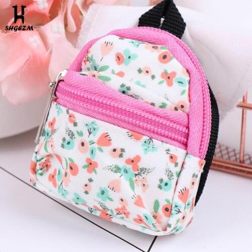 Dollhouse Miniature Flower Backpack School Bag Dolls Accessories For Doll House Decoration