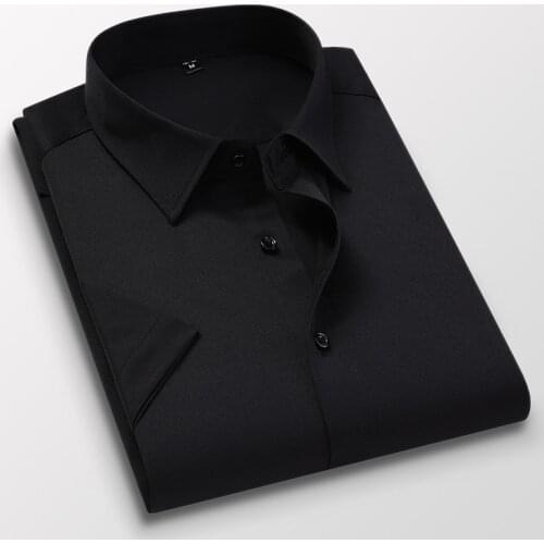 Mens Dress Shirts Casual Short Sleeve Hot Fashion White Black Blue Red Pink Slim Trend Business Formal Clothes Male Clothing