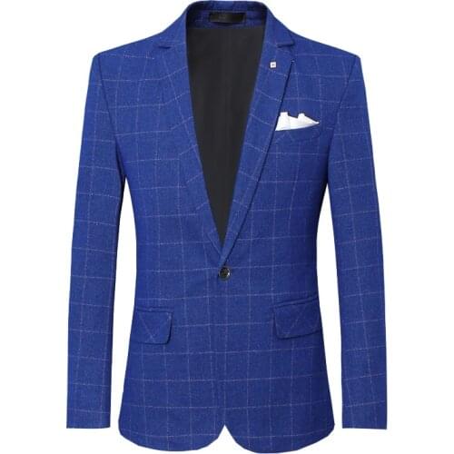 Men Blazers Slim Fit New Arrival Formal Casual Check Suit Jacket One Button Business Party Office Work Daily Life Wedding Groom