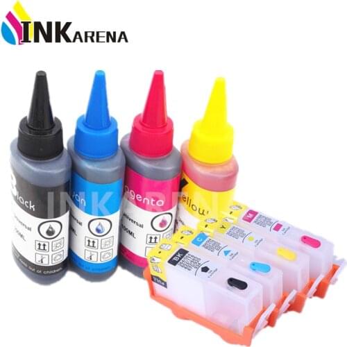 INKARENA 4 Bottle Refill Ink Kit +Compatible Cartridge Replacement For HP655 deskjet 3525 4615 4625 5525 6525 Inkjet Printer