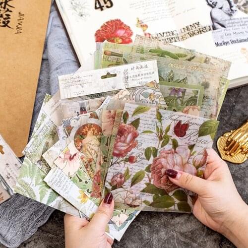 10 Sets Decorative Vintage Flowers Leaves Foil Paper Adhesive Stickers for Scrapbooking Planner Bullet Journal Cute Stationery
