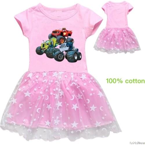 Blaze and the Monster Machines Toddler Girl Dresses Cotoon Summer Dress Elegant Suit Teen Kids Wearing Girls Clothing Westidos