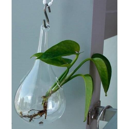 Wall Hanging Droplet Ball Shaped Flower Pot Hydroponic Planter Pot Vase Bottle Planter Transparent Container Home Decor