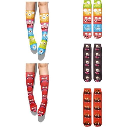 New 3D Printed Cartoon Face Womens Long Socks Summer Colorful Casual Cotton Funny Happy Tube Socks For Men Christmas Gift Socks