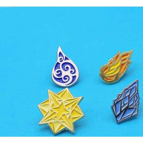 New cartoon flame light ice cube element shape metal brooch creative fashion trend cool decoration pin gift for friends