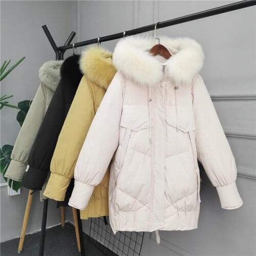 2020 New Winter 90% White Duck Down Parkas Women Warm Real Natural Fox Fur Collar Hooded Thicken Jackets And Coats Down Outwear