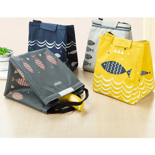 Fish Portable Lunch Bag Thermal Insulated Lunch Box Tote Cooler Bag Bento Pouch Lunch Container School Food Storage Bags