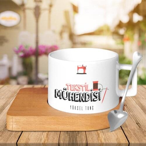 Personalized Professional Textile Engineer Wood Altlıklı Ceramic Cup-2