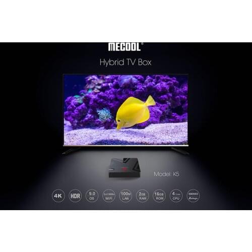 MECOOL K5 Smart Tv Box Android 9.0 Amlogic S905X3 2.4G 5G WIFI LAN 10/100M Bluetooth 4.1 2GB 16GB DVB S2/T2/ c