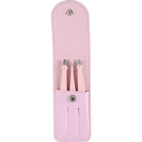 3PCS/Set Professional Eyebrow Tweezers Stainless Steel Point Tip/Slant Tip/Flat Tip Hair Removal Makeup Tool Kit With Bag