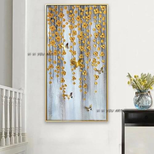 Hand Painted Beautiful Flowers Minimalist Abstract Oil Painting Modern On Canvas Wall Art Decorative For Living Room No Frame