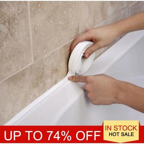 Kitchen DIY Self adhesive Wallpaper Border Tape Waterproof White Mildewproof Sealing Sealant Strip PVC Wallterproof Sticker Tape