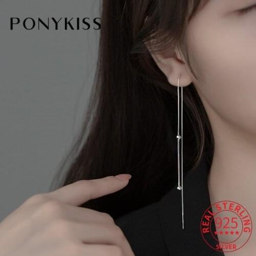 PONYKISS Trendy 925 Sterling Silver Snake Bone Chain14K Gold Line Earrings For Women Punk Fine Jewlry Gift Drop Shipping