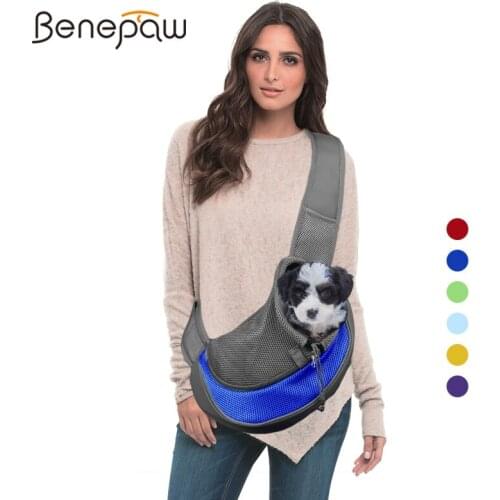 Benepaw Breathable Mesh Small Dog Bag Comfortable Durable Adjustable Strap Pocket Pet Sling Safety Hook Carrier Cat Puppy Travel