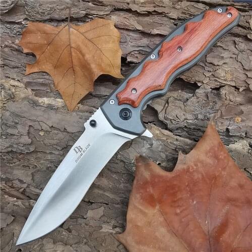 Outdoor Tactical Camping Hunting Survival Pocket Quick Folding Knife 8CR13Mov Blade or Wood Handle EDC Knives Multitools