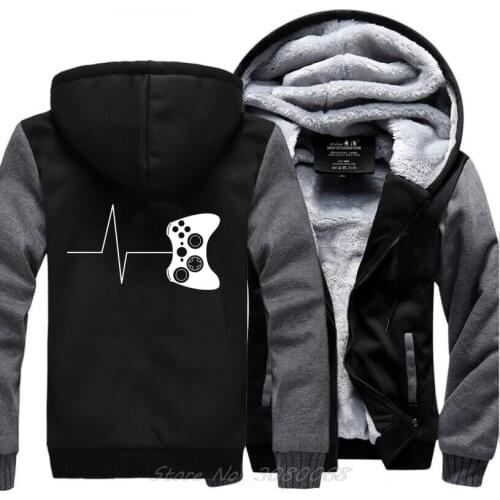 Gamers Zipper Hoodies Funny Gaming Video Sweatshirts Hoodies Men Winter Warm Fleece Thick Hooded Game Hoodie Mens Jackets