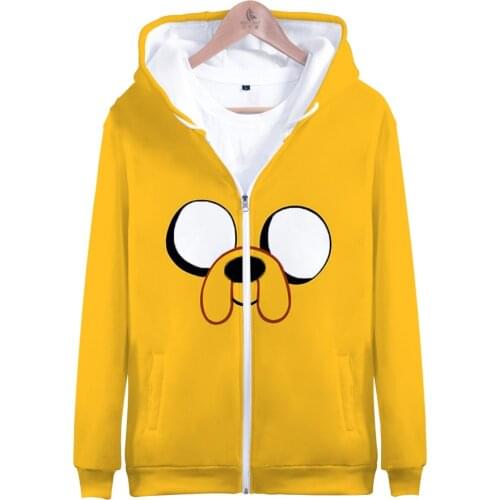 Adventure Time Finn And Jake The Dog Face Hoodie Sweatshirt Men Women Fleece 3D Hoodies Zipper Streetwear Jacket Coat Clothes