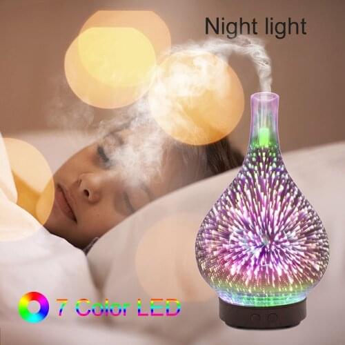 Ultrasonic Diffuser 3d Firework Glass Vase Shape Air Humidifier With Night Light Aroma Essential Oil Diffuser Mist Maker#db4