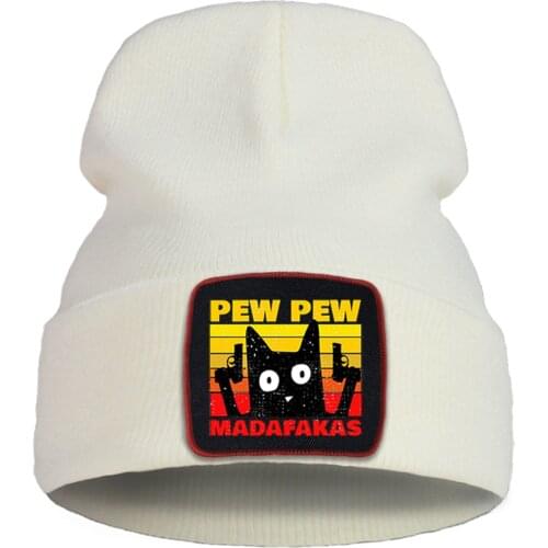 Funny Pew Pew Madafaka Beanie Women Caps Winter Cotton Bonnet Hat Unisex Hip Soft Hop Knitted Hats Outdoor Simple Skullies Hat