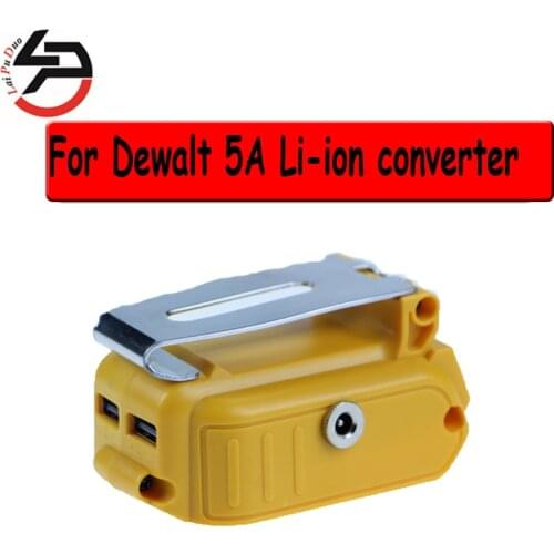 Converter Battery Charger 5A suitable for Dewalt 20V lithium battery with 12V DC interface compatible with Dual USB