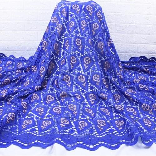 Zhenguiru Royal Blue African Pure Cotton Lace Fabric High Quailty Swiss Nigerian Punch Embroidered Lace Fabric For Wedding A1776