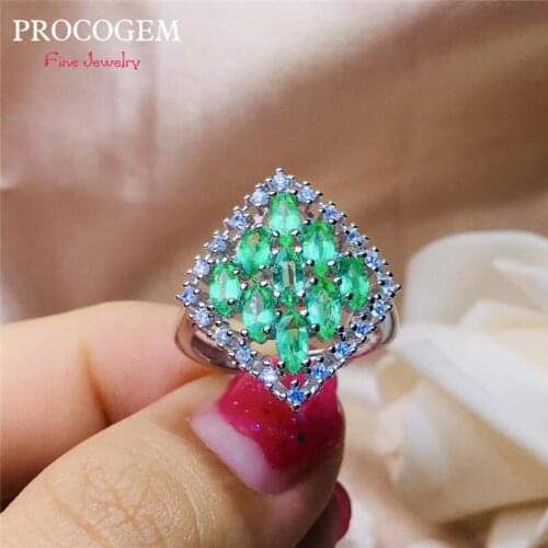 Natural Emerald Rings for Women Anniversary Party Gifts More Genuine gemstons CZ Fine jewelry Custom 925 Sterling Silver #644
