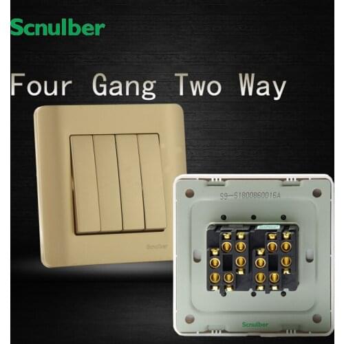 16A 220V four 4 gang two 2 way 86mm champagne wall switch eu standard