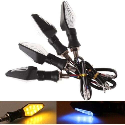 2 Pair LED Turn Signal Lamp Blue & Amber Blinker Light Motorcycle Flasher 12 Led Motorbike Indicator Light Dual Color