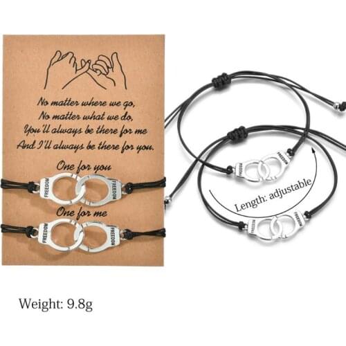 2Pcs Handcuff Freedom Justice Charm Friendship Couple Lover Bracelets Kit Unisex