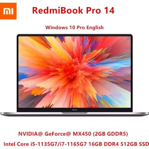 2021 NEW Xiaomi RedmiBook Pro 14 MX450 Intel Core i5-1135G7 / i7-1165G7 16GB DDR4 512GB PCIe Computer Notebook Win10 PC
