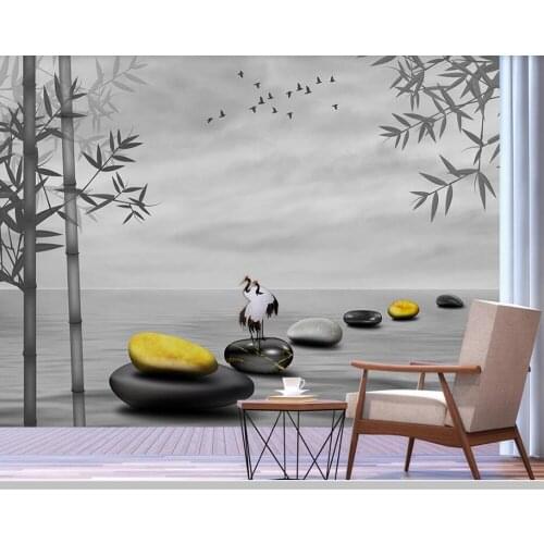 Chinese ink bamboo stone 3d wallpaper papel de parede ,living room tv sofa wall bedroom wall papers home decor restaurant mural