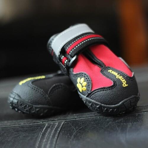 XS-4XL Sizes Black Red Colors Waterproof Fabric Pu Leather 4pcs Dog Shoes Outdoor Sport Shoes Protect Not To Hurt Shoes For Dogs