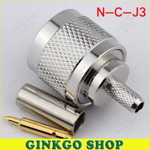 5pcs/lot N-C-J3 Male Crimp Jack N-type for RG142 RG58 LMR195 LMR200 3D-FB Cable Male Plug Straight RF Coaxial Connector
