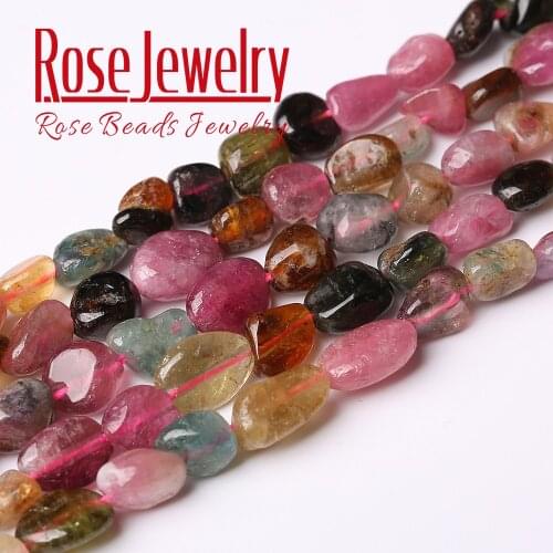 6-8mm Natural Irregular Colorful Tourmaline Beads Loose Stone Beads for Jewelry Making Bracelets Necklace 15 Inches Wholesale