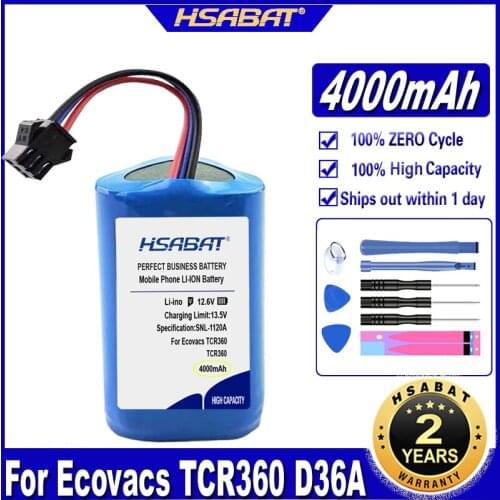 HSABAT DB35 DA60 4000mAh Battery for Ecovacs TCR360 D36A/B/C/E DA611 DB35 DA60 Batteries