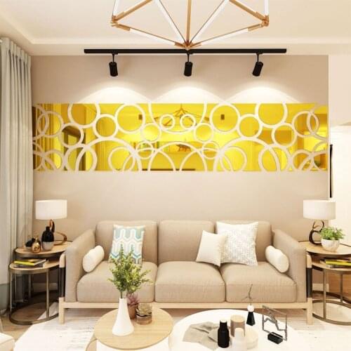 Acrylic Mirror stickers Wonderful TV Background Decoration Geometry Pattern Mirror Wall Sticker Bedroom Living Room Decoration