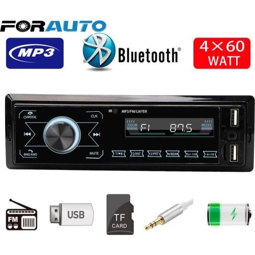 Car Audio Radio Stereo 1 Din Touch Car MP3 Player Bluetooth Handsfree Dual USB FM Music USB/SD with In Dash AUX Input Colorful
