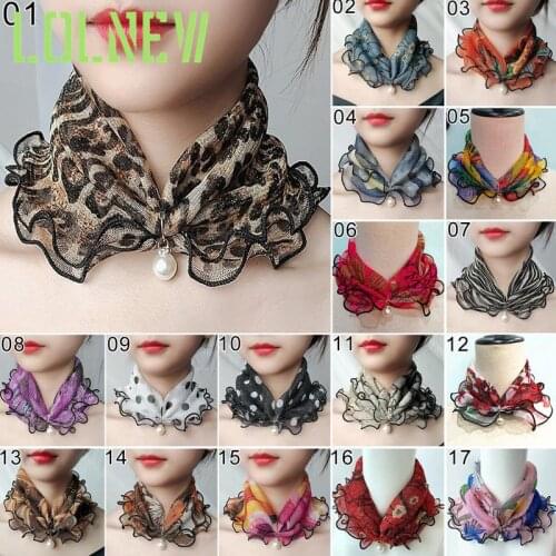 Free Shipping Pearl Lace Variety Scarf Dropshipping Pearl Decoration Gold Thread Lace Summer Women Elegant Ruffled Scarf