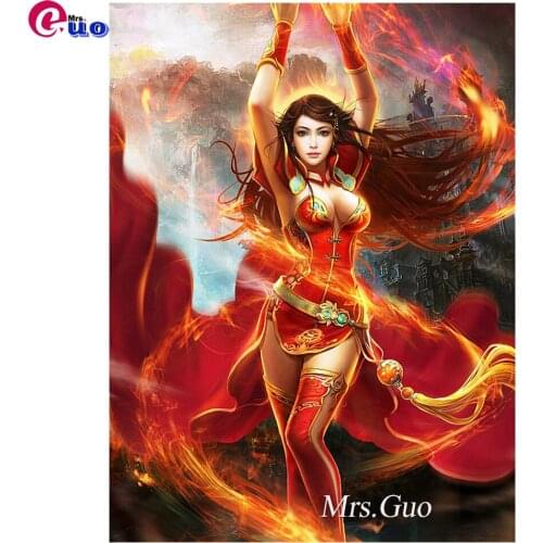 Diamond Embroidery Fantasy Woman Art,Lady of fire,Full Square Round Drill Diamond Painting 5d Diy Diamond Mosaic Home Decoration