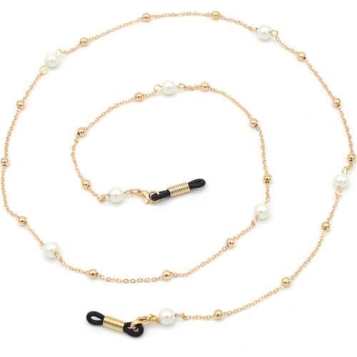 Gold Silver Ball Pearl Beads Link Chain Eyeglasses Chains Reading Glasses Sunglasses Strap Cord Holder Neck Headband Accessories