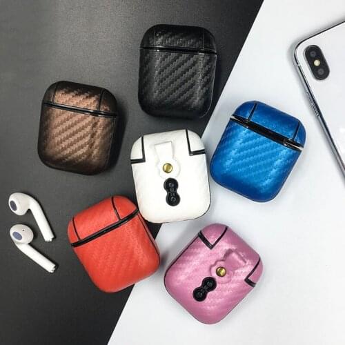 Woven Pattern PU Leather Hard PC Earphone Case For AirPods 1 2 Shockproof Protective Cover For Air Pods Wireless Charging Case