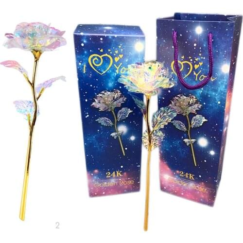 Valentines Day Colorful Galaxy Rose Gifts for Women, Artificial Flowers 24K Golden Foil Roses with LED Decor for Mothers Day