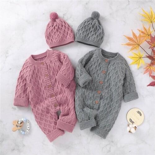 Baby Girl Romper Knitted Newborn Baby Clothes Romper With Hat Infant Toddler Jumpsuit For Kids Cotton Toddler Boys Jumpsuit
