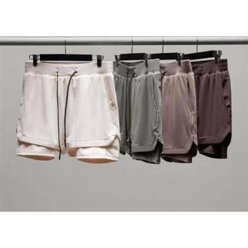 Double layer Jogger Shorts Men 2 in 1 Short Pants Gyms Fitness Built-in pocket Bermuda Quick Dry Beach Shorts Male Sweatpants