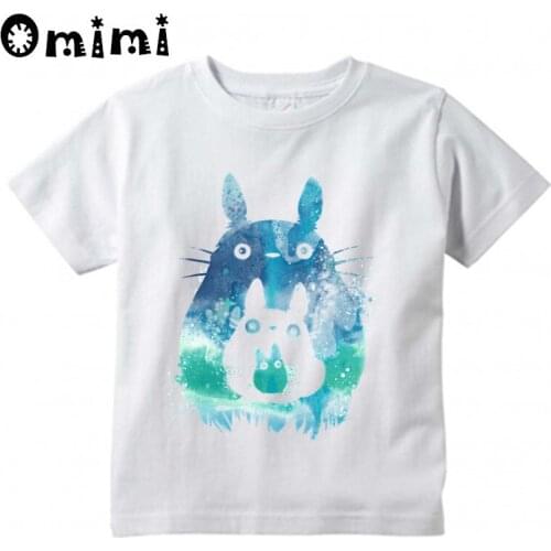 Boys/Girls Anime Totoro Design T-shirts Kids Short Sleeve White T shirts Childrens Clothing Tops