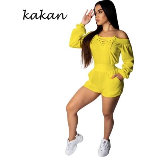 Kakan summer new womens body tights sexy slim straps jumpsuit white yellow pink tights without belt