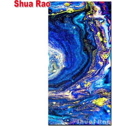Large Size paintings room Decoration Abstract Blue Gold Waves diamond painting Full Square Round Mosaic Diamond Embroidery